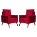 Kit 02 Poltronas Ligia Requinte Veludo Vermelho - DS Estofados