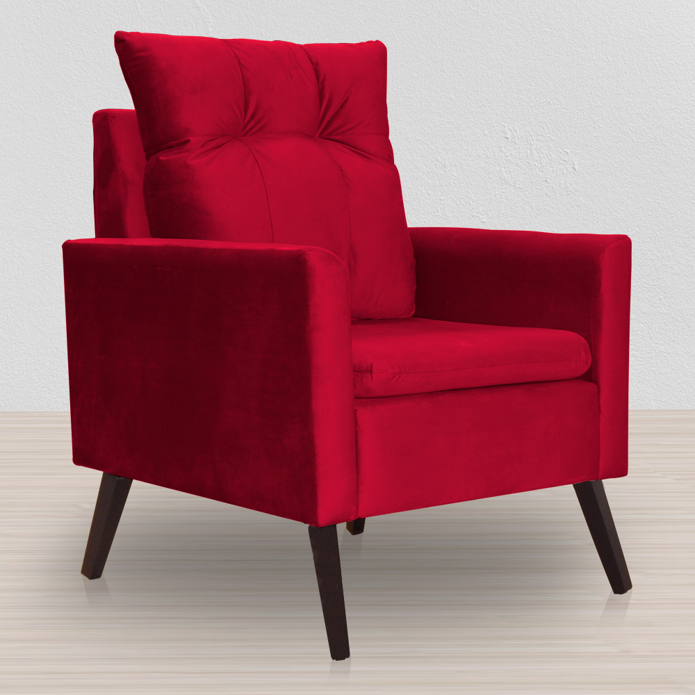 Kit 02 Poltronas Ligia Requinte Veludo Vermelho - DS Estofados