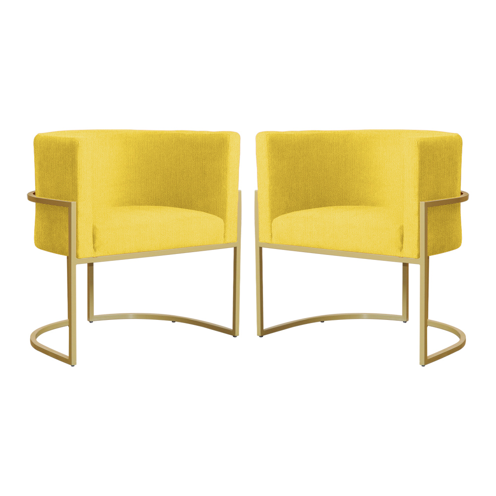 Kit 02 Poltronas Luana Para Sala Suede Amarelo - DS Estofados
