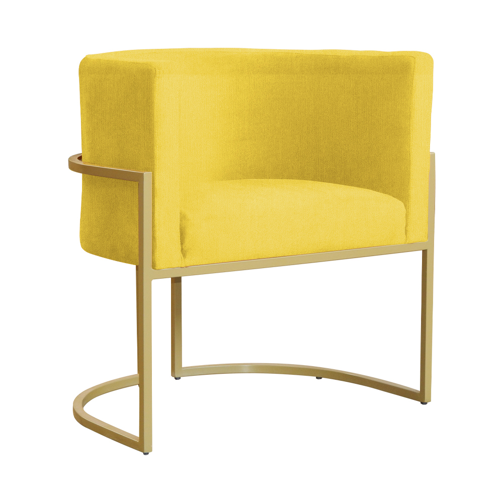 Kit 02 Poltronas Luana Para Sala Suede Amarelo - DS Estofados