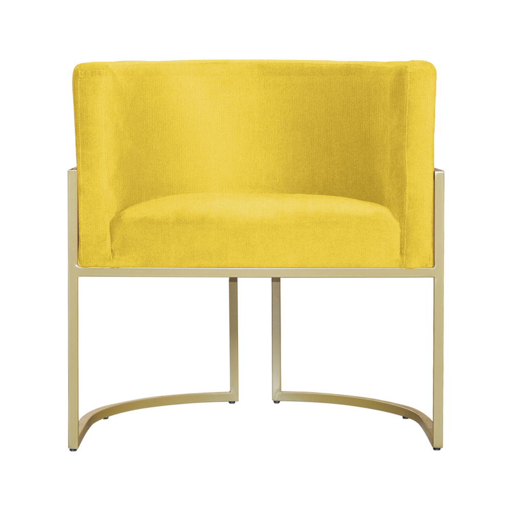 Kit 02 Poltronas Luana Para Sala Suede Amarelo - DS Estofados