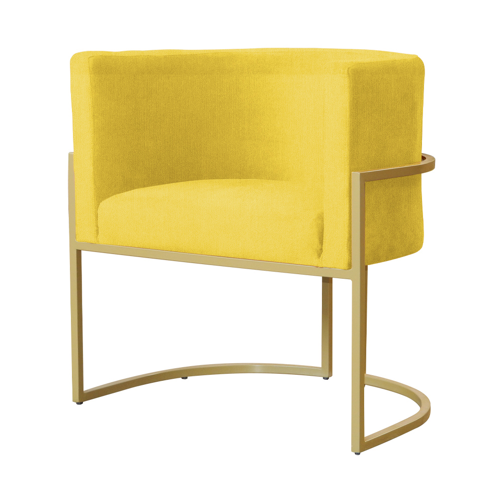 Kit 02 Poltronas Luana Para Sala Suede Amarelo - DS Estofados