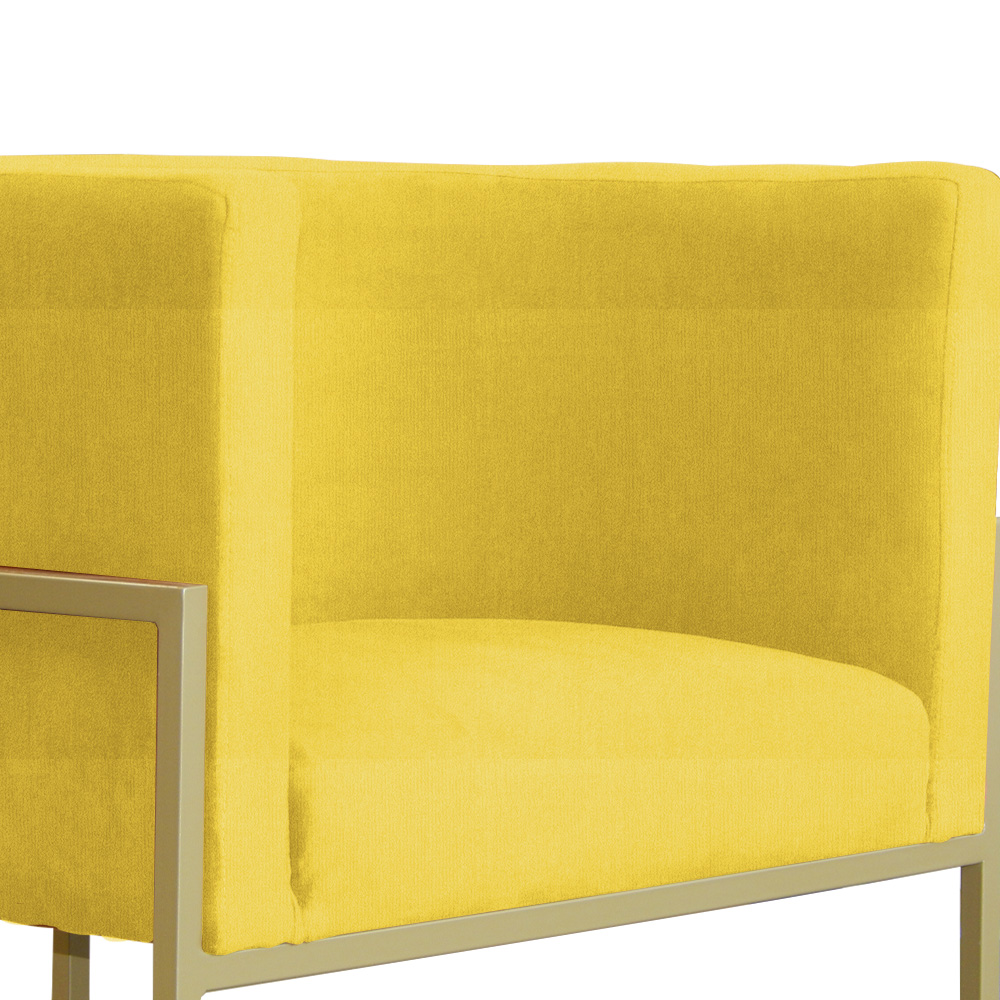 Kit 02 Poltronas Luana Para Sala Suede Amarelo - DS Estofados