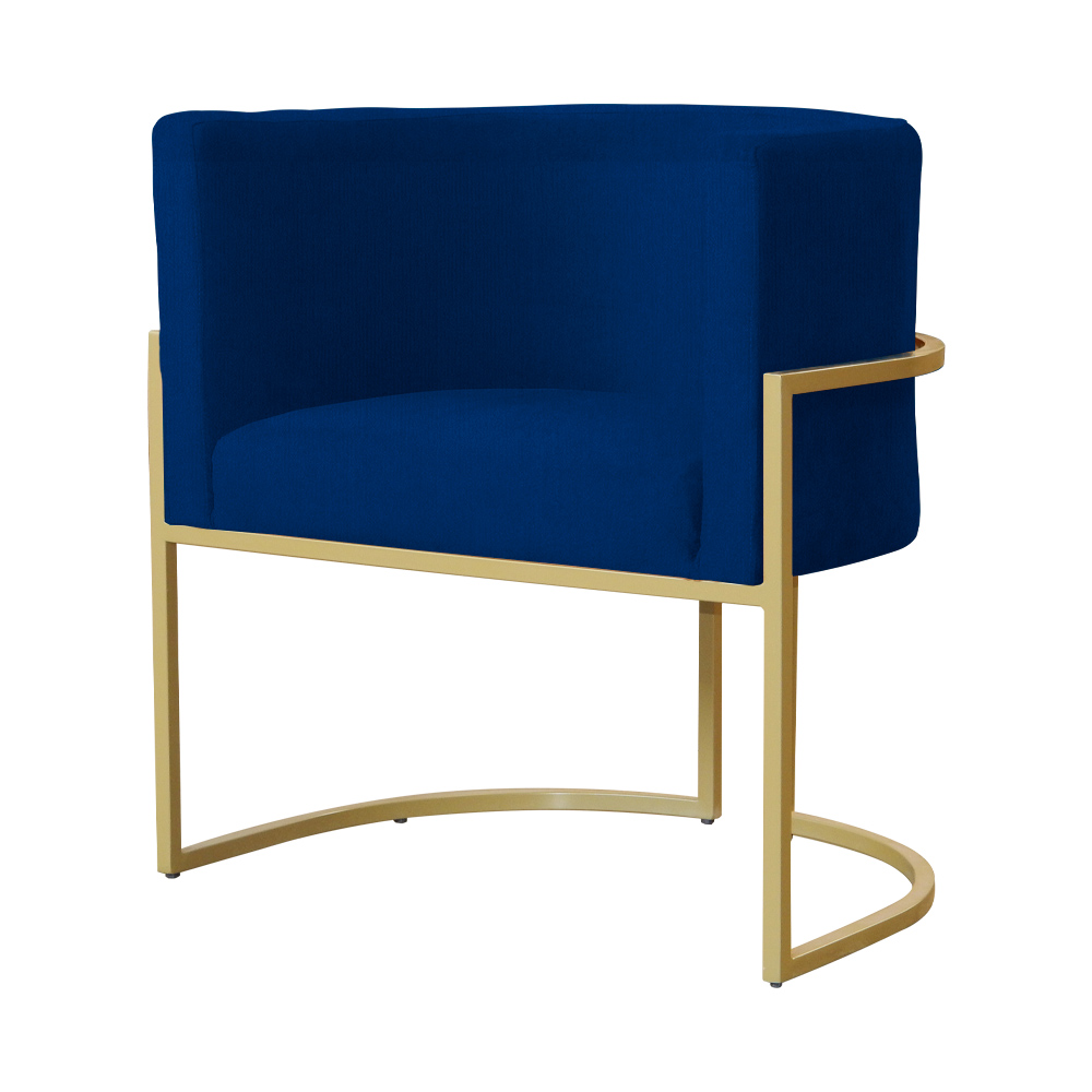 Kit 02 Poltronas Luana Para Sala Suede Azul Marinho - DS Estofados