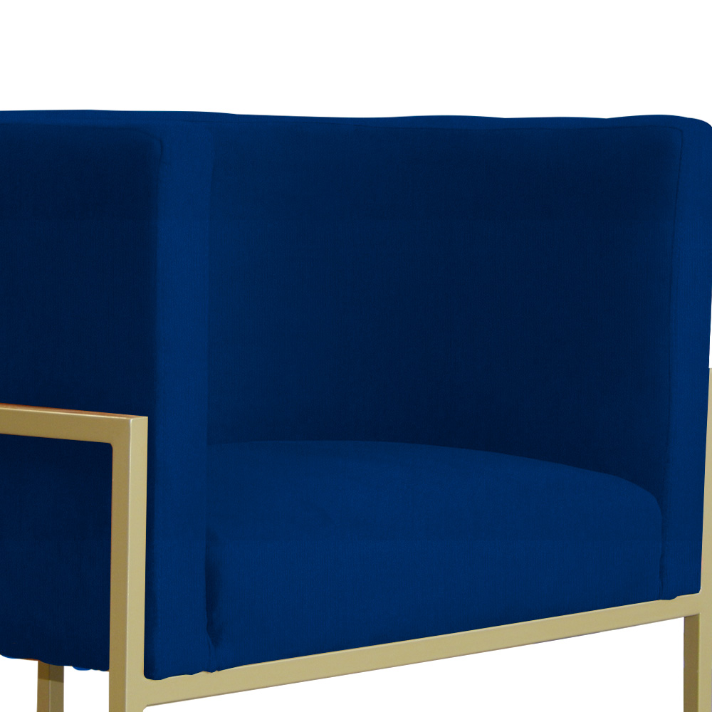 Kit 02 Poltronas Luana Para Sala Suede Azul Marinho - DS Estofados