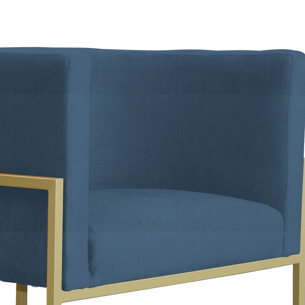 Kit 02 Poltronas Luana Para Sala Suede Azul Royal - DS Estofados