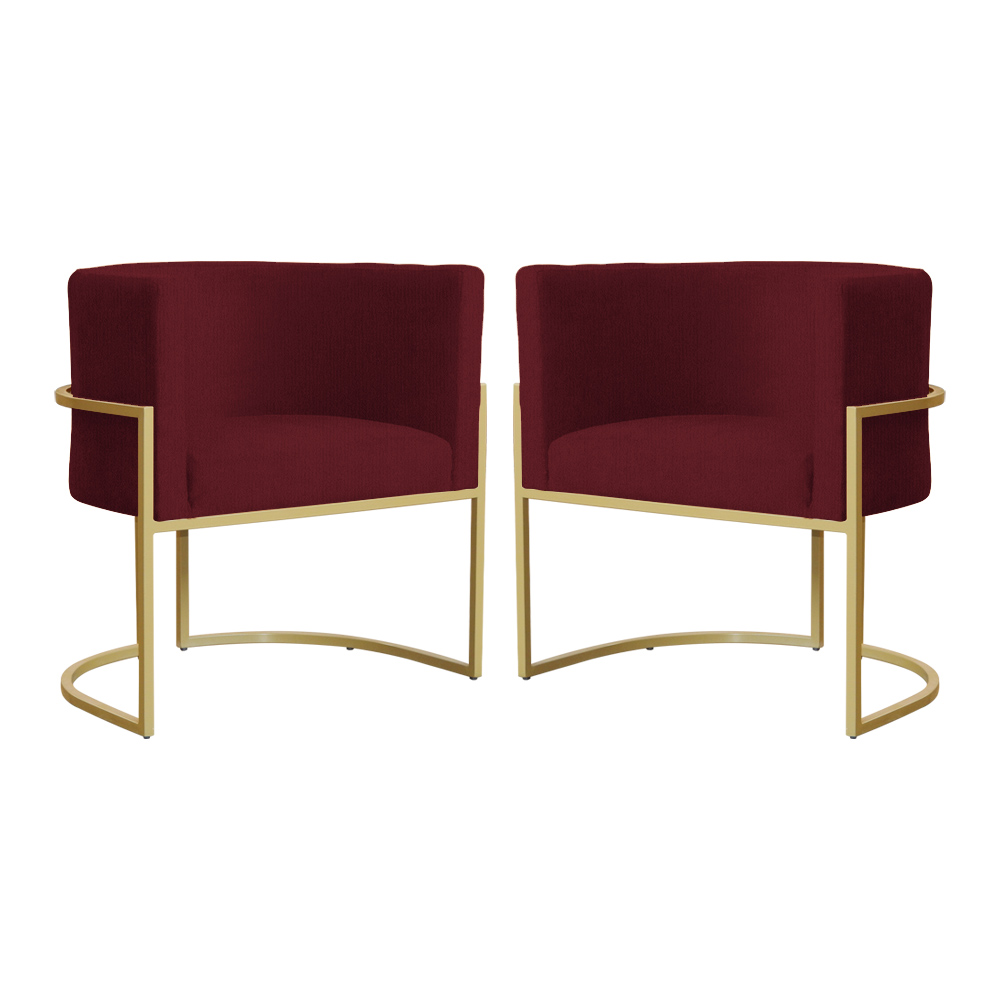 Kit 02 Poltronas Luana Para Sala Suede Bordô - DS Estofados