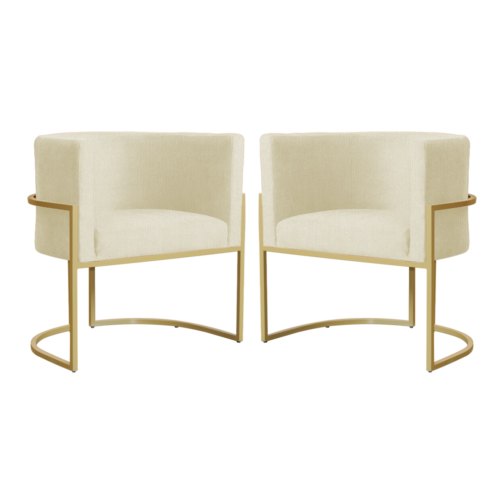 Kit 02 Poltronas Luana Para Sala Suede Marfim - DS Estofados