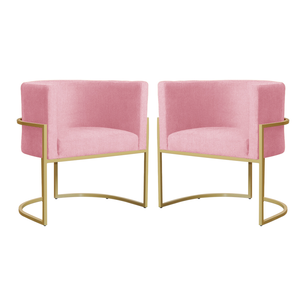 Kit 02 Poltronas Luana Para Sala Suede Rosa - DS Estofados