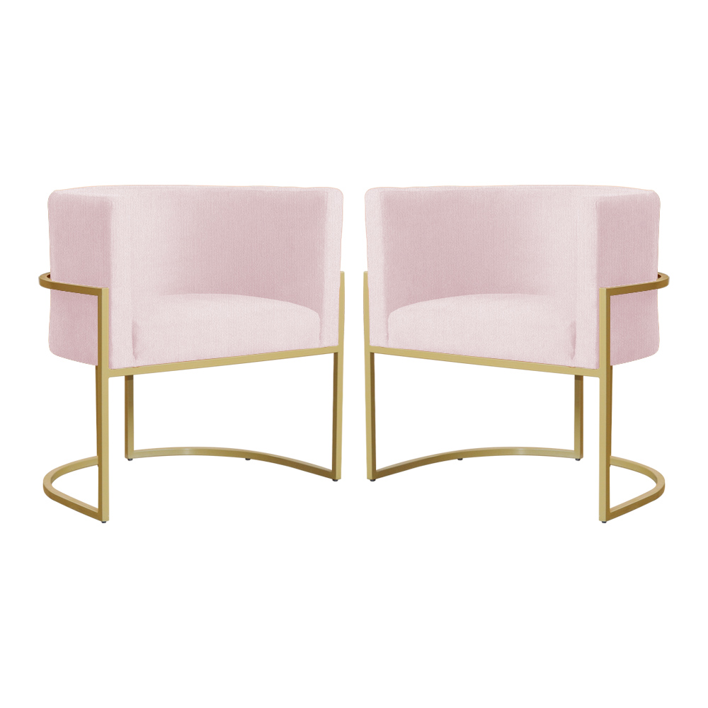 Kit 02 Poltronas Luana Para Sala Suede Rosa Bebê - DS Estofados
