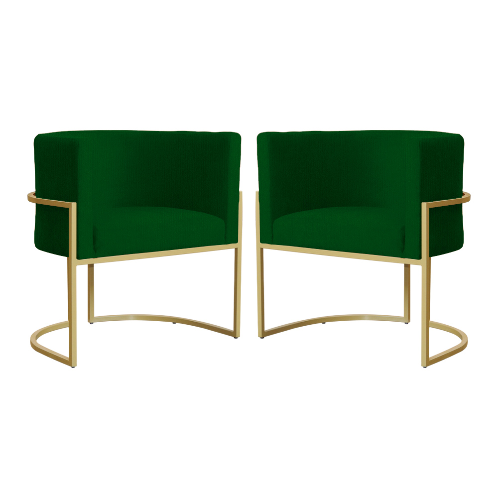 Kit 02 Poltronas Luana Para Sala Suede Verde - DS Estofados