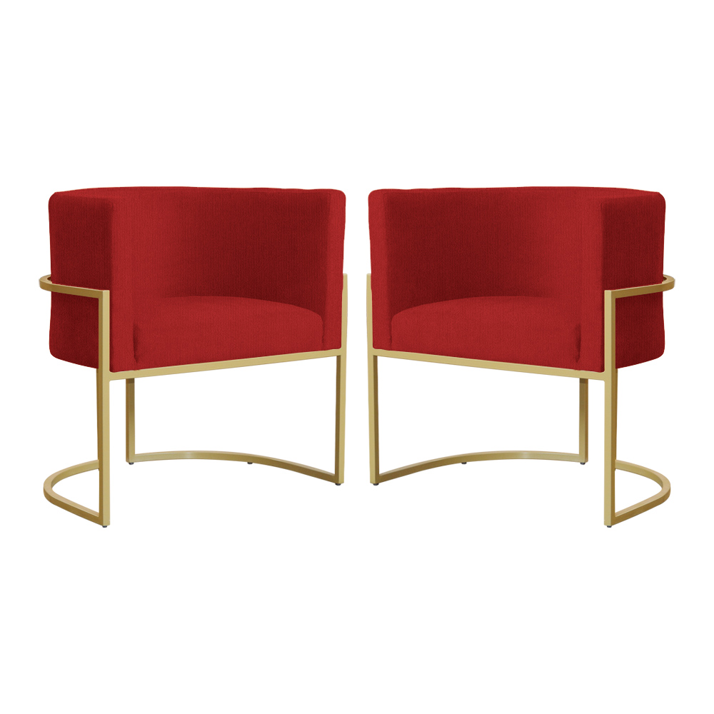 Kit 02 Poltronas Luana Para Sala Suede Vermelho - DS Estofados