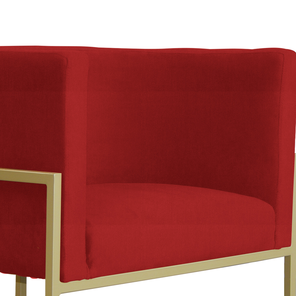 Kit 02 Poltronas Luana Para Sala Suede Vermelho - DS Estofados
