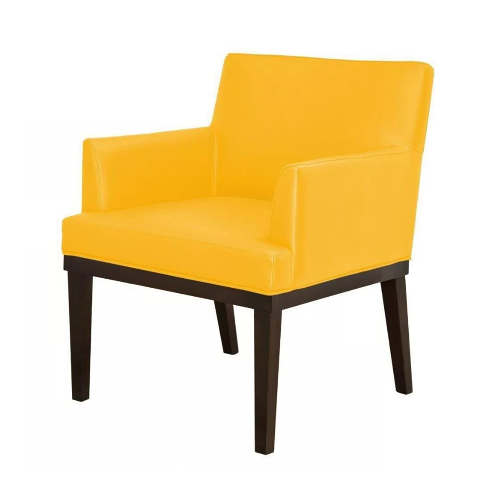 Kit 02 Poltronas Vitória Sala e Recepção Napa Amarelo - DS Estofados