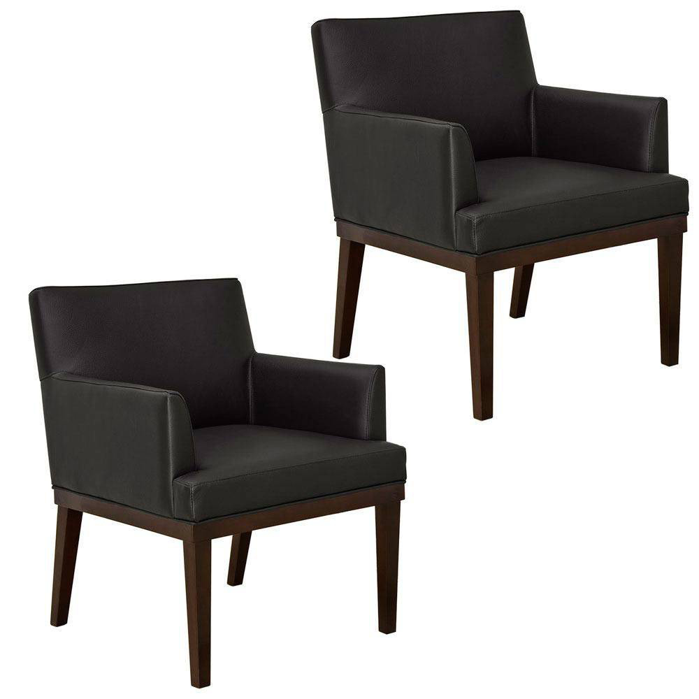 Kit 02 Poltronas Vitória Sala e Recepção Napa Preto - DS Estofados