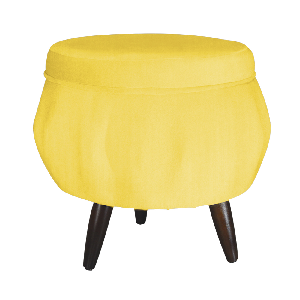 Kit 02 Puff Pétala Pés Palito Tabaco Suede Amarelo