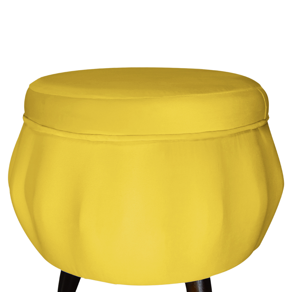 Kit 02 Puff Pétala Pés Palito Tabaco Suede Amarelo