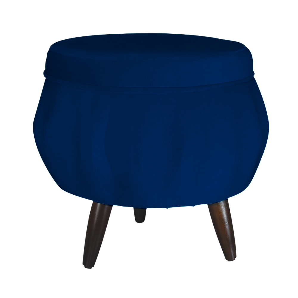 Kit 02 Puff Pétala Pés Palito Tabaco Suede Azul Marinho