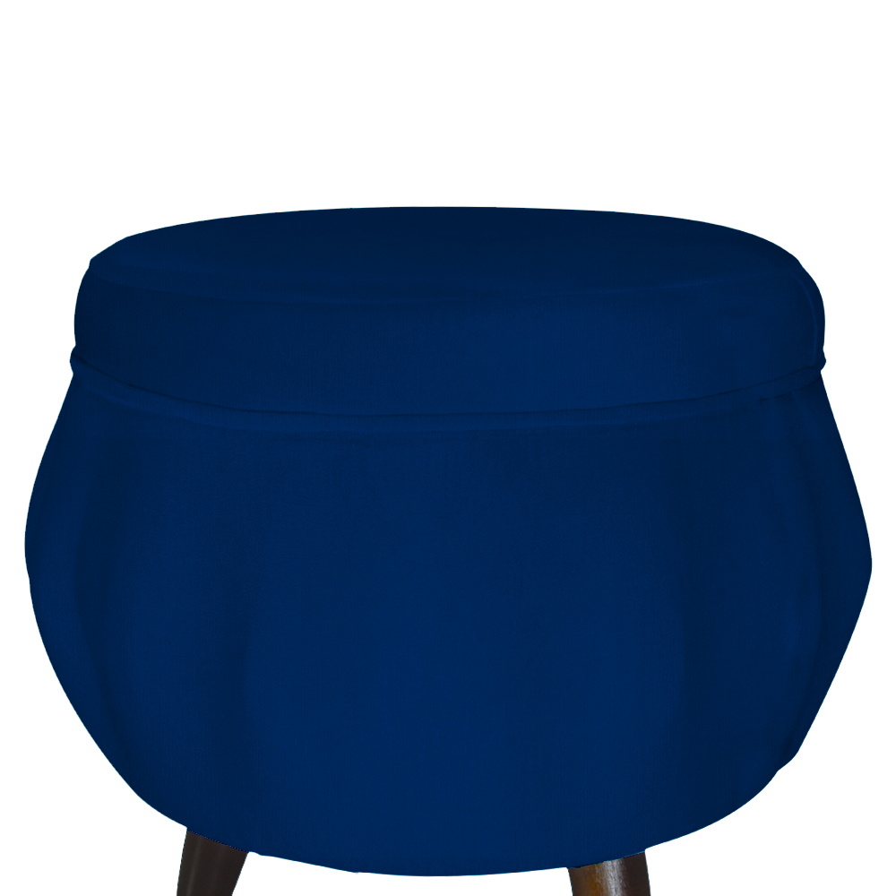 Kit 02 Puff Pétala Pés Palito Tabaco Suede Azul Marinho