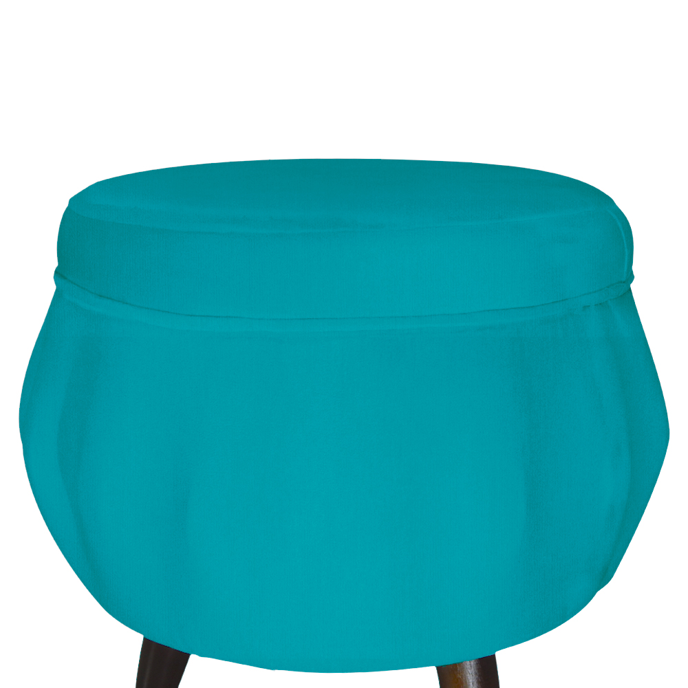 Kit 02 Puff Pétala Pés Palito Tabaco Suede Azul Turquesa