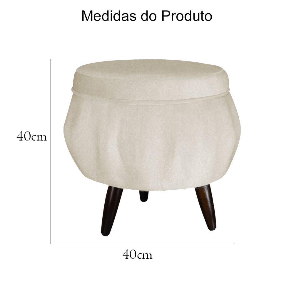 Kit 02 Puff Pétala Pés Palito Tabaco Suede Bege