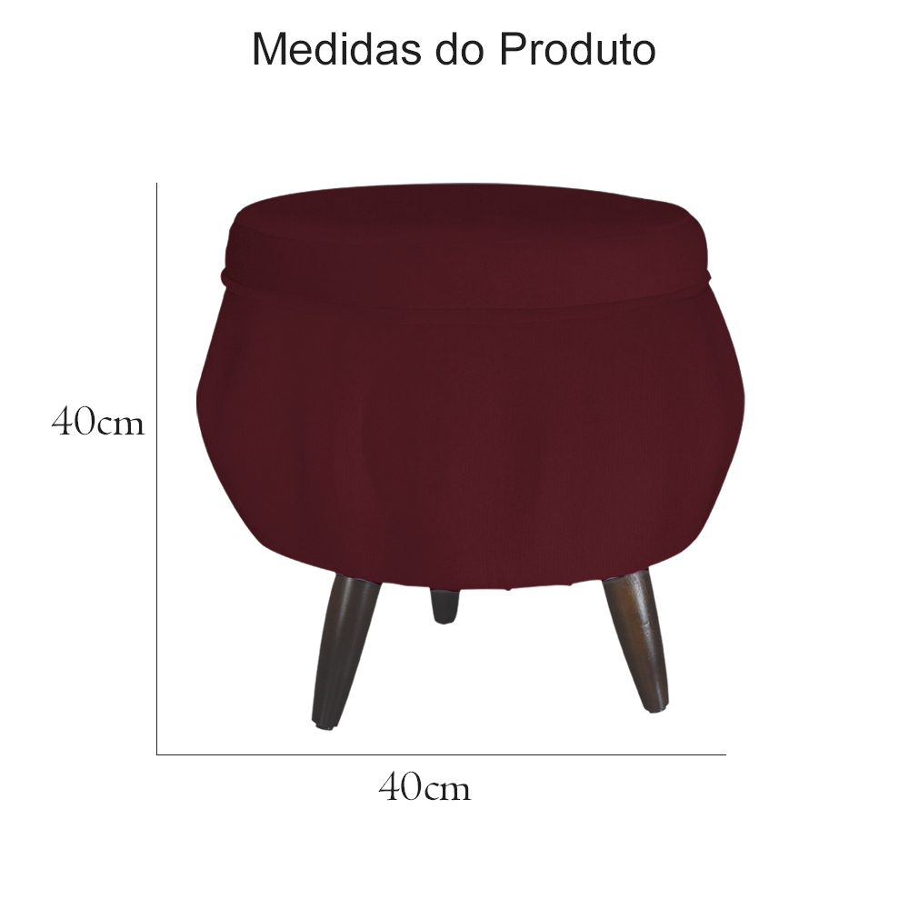 Kit 02 Puff Pétala Pés Palito Tabaco Suede Bordô