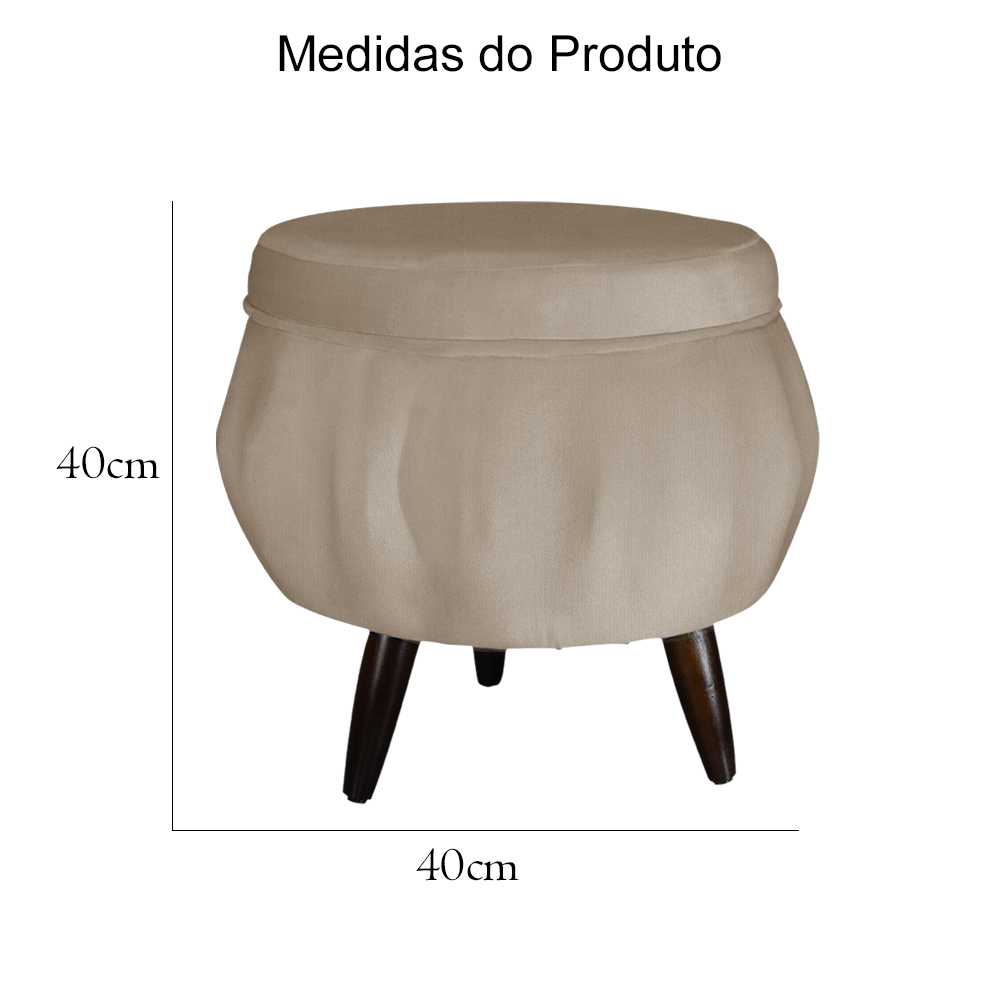 Kit 02 Puff Pétala Pés Palito Tabaco Suede Capuccino