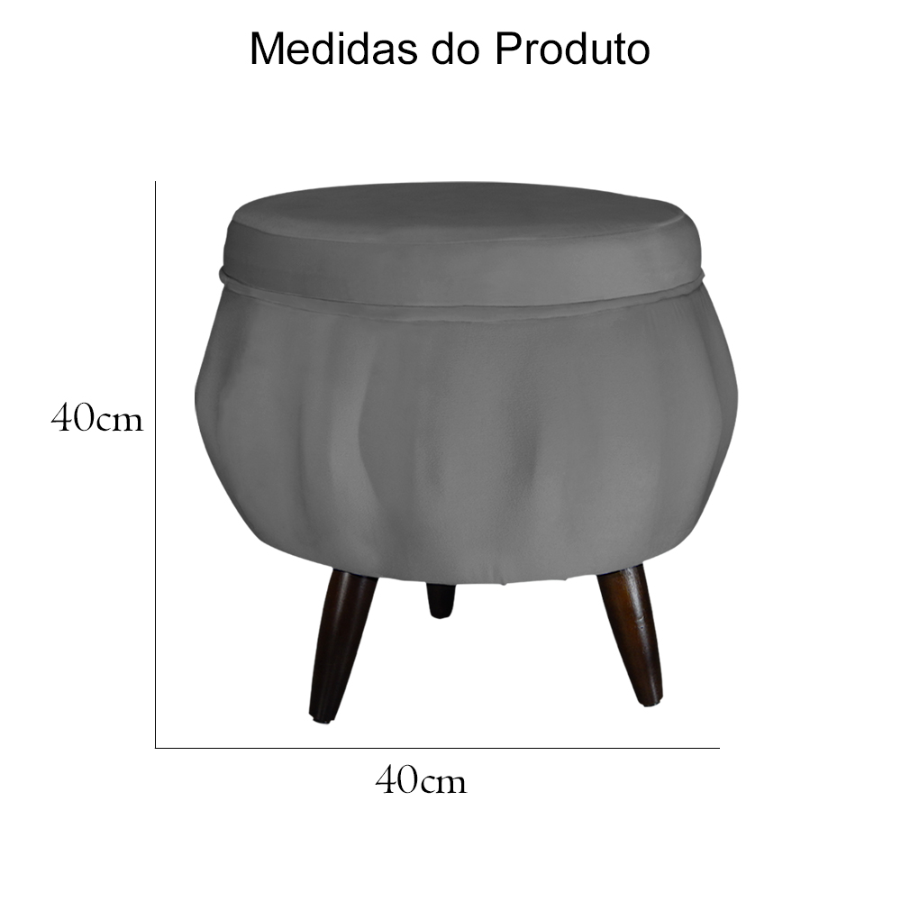 Kit 02 Puff Pétala Pés Palito Tabaco Suede Cinza