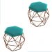 Kit 02 Puffs Aramado Bronze Assento Hexagonal Suede Azul Tiffany - DS Estofados