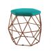 Kit 02 Puffs Aramado Bronze Assento Hexagonal Suede Azul Tiffany - DS Estofados