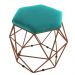 Kit 02 Puffs Aramado Bronze Assento Hexagonal Suede Azul Tiffany - DS Estofados