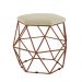 Kit 02 Puffs Aramado Bronze Assento Hexagonal Suede Bege - DS Estofados