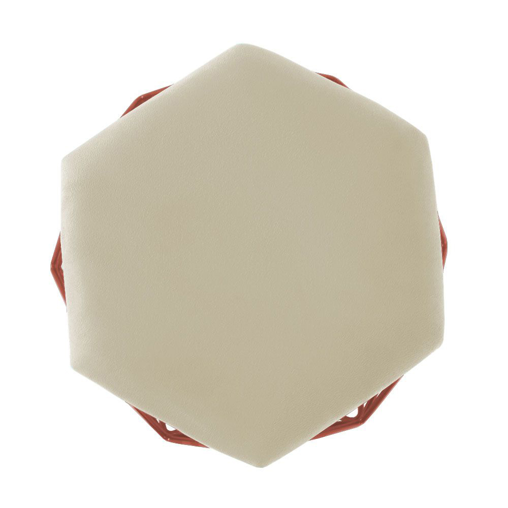 Kit 02 Puffs Aramado Bronze Assento Hexagonal Suede Bege - DS Estofados