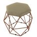 Kit 02 Puffs Aramado Bronze Assento Hexagonal Suede Nude - DS Estofados