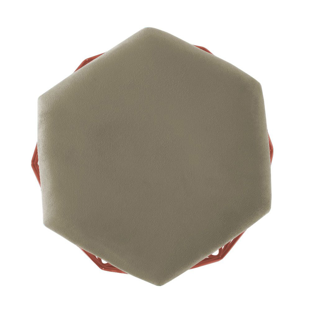 Kit 02 Puffs Aramado Bronze Assento Hexagonal Suede Nude - DS Estofados