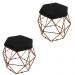 Kit 02 Puffs Aramado Bronze Assento Hexagonal Suede Preto - DS Estofados