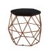Kit 02 Puffs Aramado Bronze Assento Hexagonal Suede Preto - DS Estofados