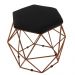 Kit 02 Puffs Aramado Bronze Assento Hexagonal Suede Preto - DS Estofados