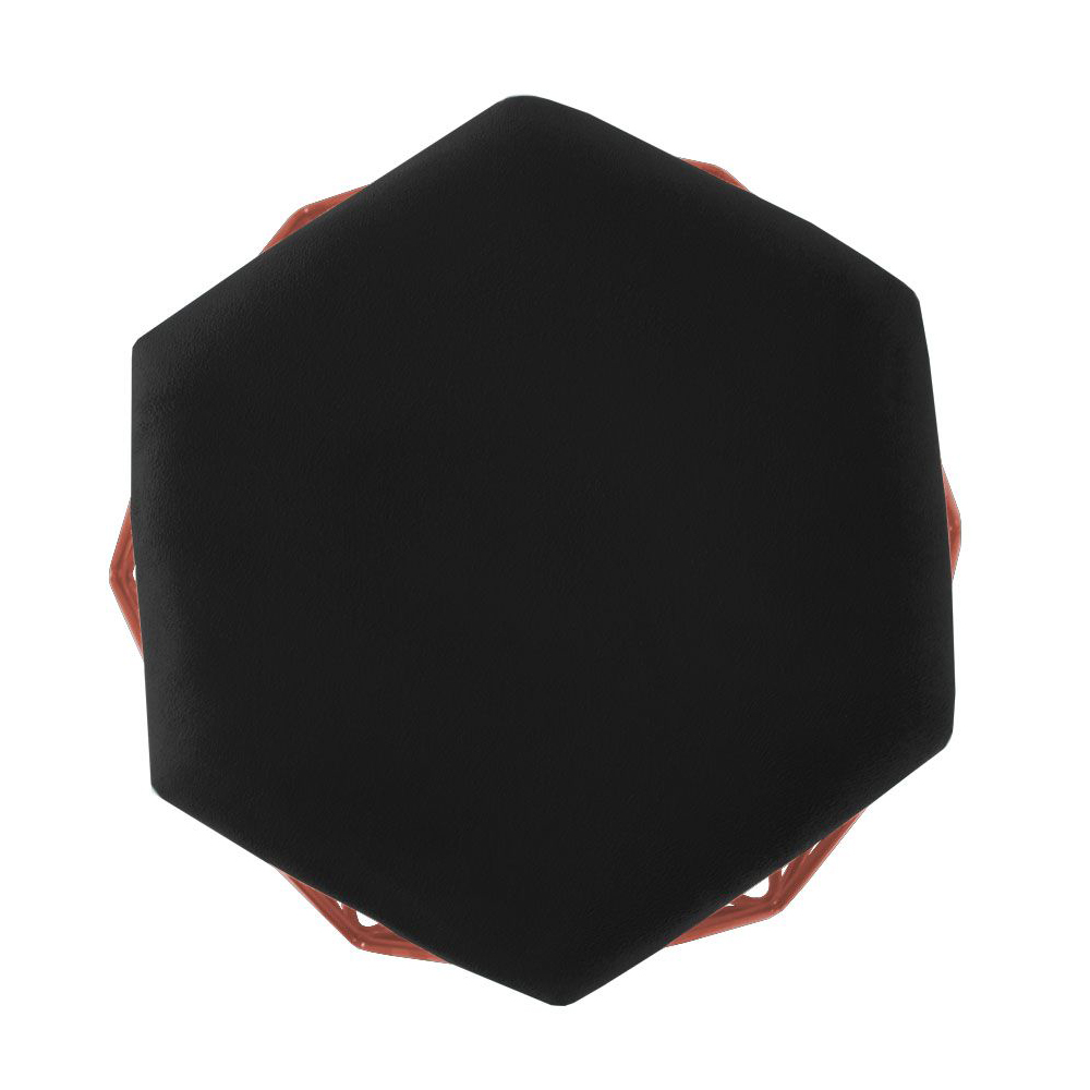 Kit 02 Puffs Aramado Bronze Assento Hexagonal Suede Preto - DS Estofados