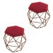 Kit 02 Puffs Aramado Bronze Assento Hexagonal Suede Vermelho - DS Estofados