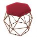 Kit 02 Puffs Aramado Bronze Assento Hexagonal Suede Vermelho - DS Estofados