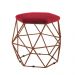 Kit 02 Puffs Aramado Bronze Assento Hexagonal Suede Vermelho - DS Estofados
