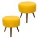 Kit 02 Puffs Banqueta Redondo Classic Suede Amarelo - DS Móveis