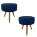 Kit 02 Puffs Banqueta Redondo Classic Suede Azul Marinho -Dellas Store