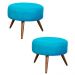 Kit 02 Puffs Banqueta Redondo Classic Suede Azul Turquesa