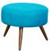 Kit 02 Puffs Banqueta Redondo Classic Suede Azul Turquesa