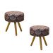 Kit 02 Puffs Banqueta Redondo Classic Suede Mosaico Preto - DS Estofados