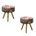 Kit 02 Puffs Banqueta Redondo Suede PatchWork - DS Móveis