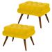 Kit 02 Puffs Decorativo Dora Suede Amarelo - DS Estofados