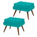 Kit 02 Puffs Decorativo Dora Suede Azul Turquesa - DS Estofados